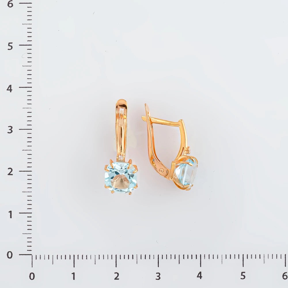 Серьги с топазом из красного золота 585 пробы