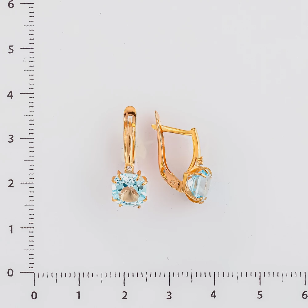 Серьги с топазом из красного золота 585 пробы