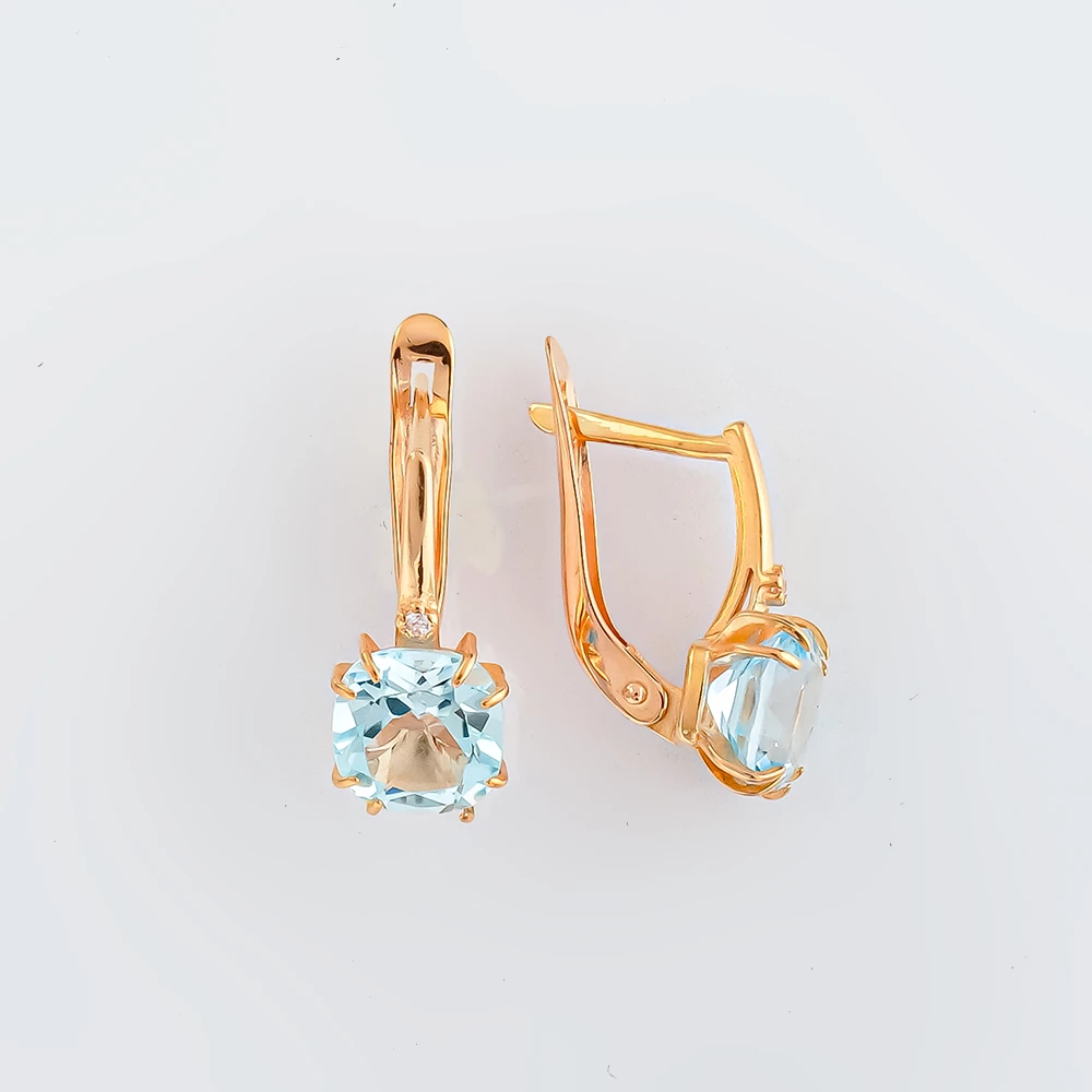Серьги с топазом из красного золота 585 пробы