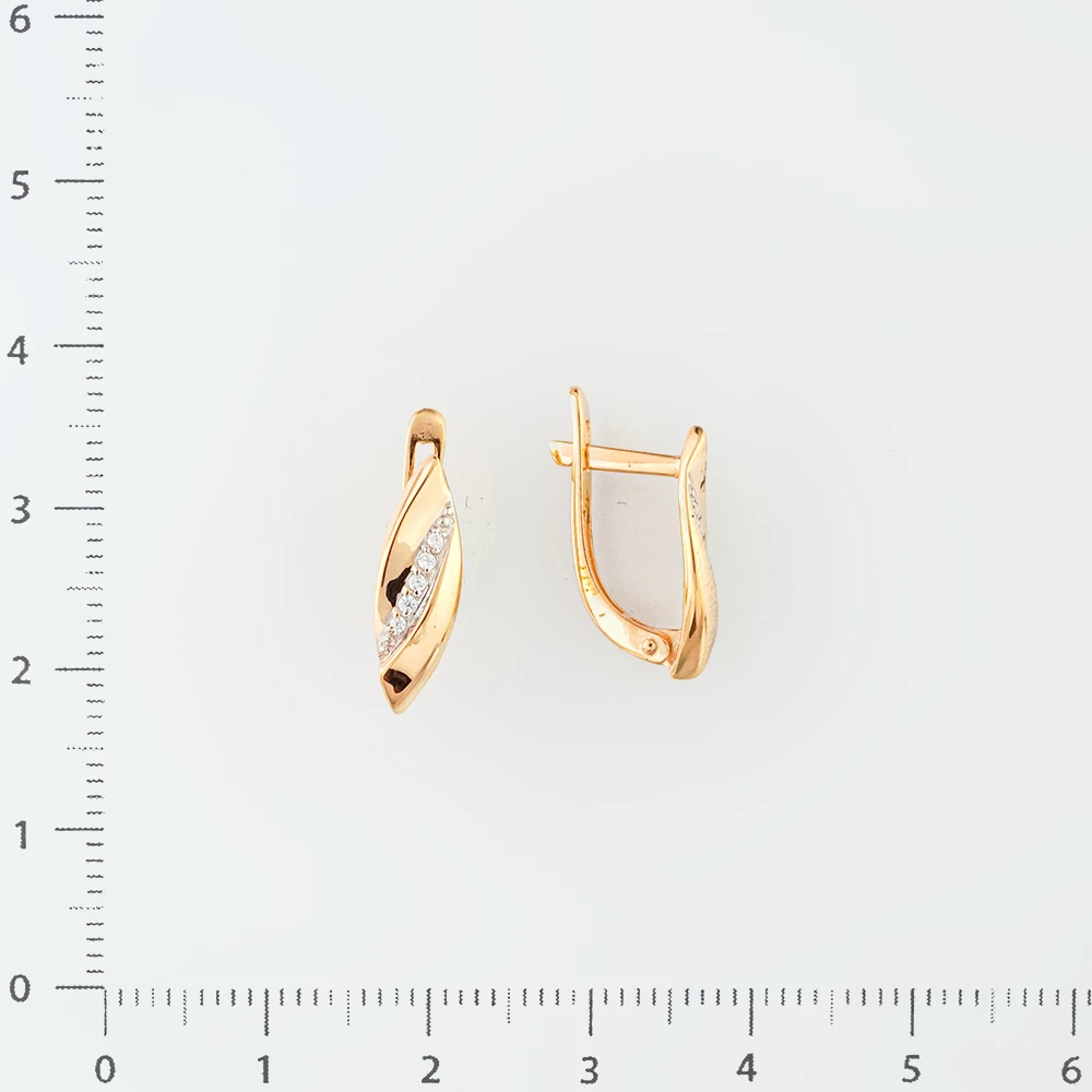 Серьги с фианитом из красного золота 585 пробы