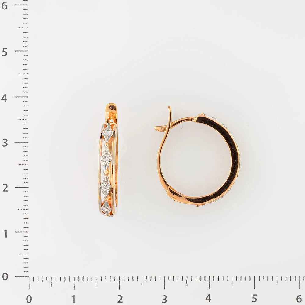 Серьги с фианитом из красного золота 585 пробы