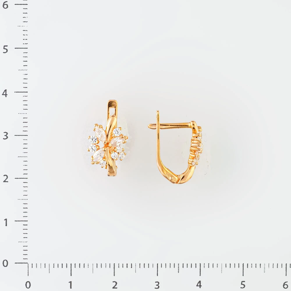 Серьги с фианитом из красного золота 585 пробы