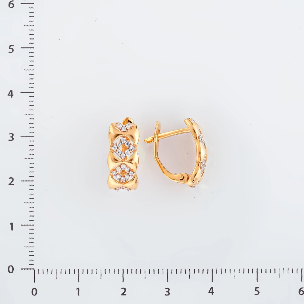 Серьги с фианитом из красного золота 585 пробы