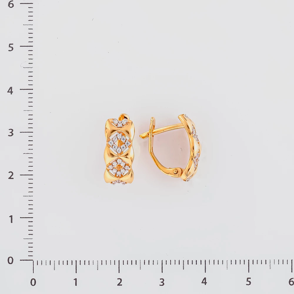 Серьги с фианитом из красного золота 585 пробы