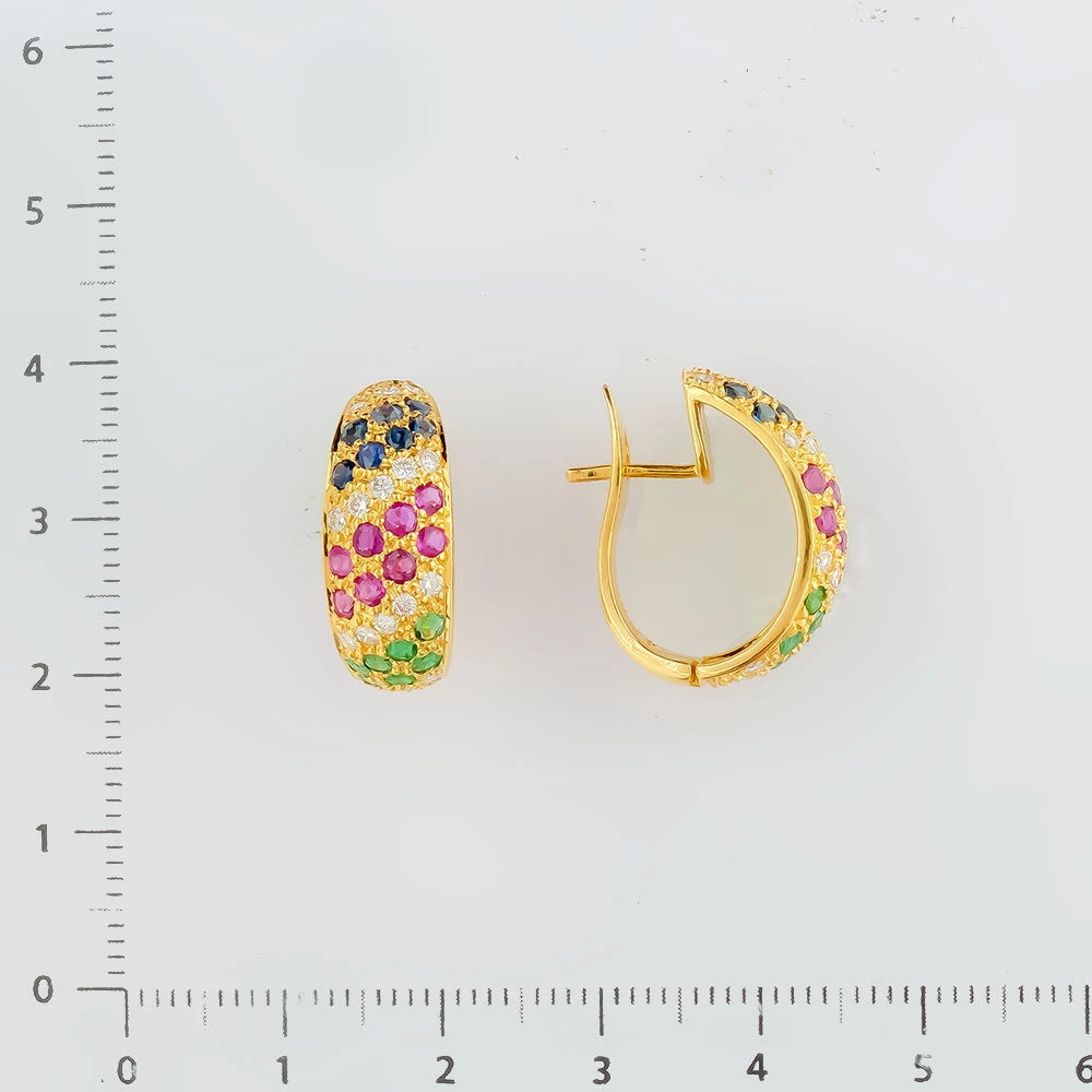 Серьги с сапфиром из желтого золота 750 пробы