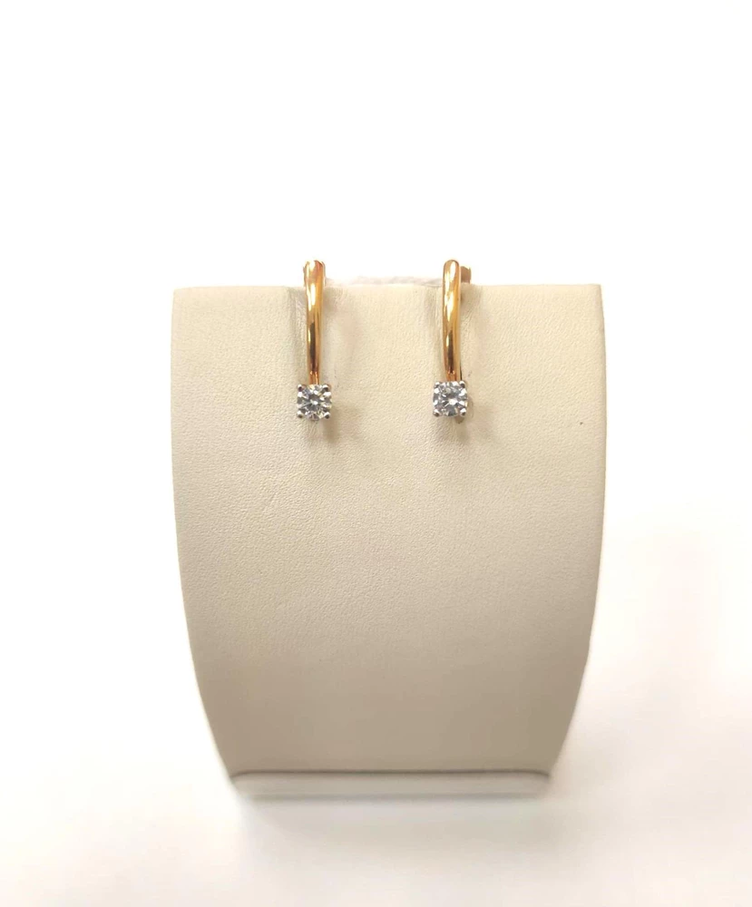 Серьги с фианитом из красного золота 375 пробы