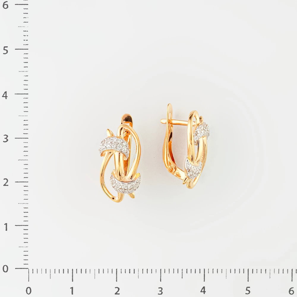 Серьги с фианитом из красного золота 585 пробы