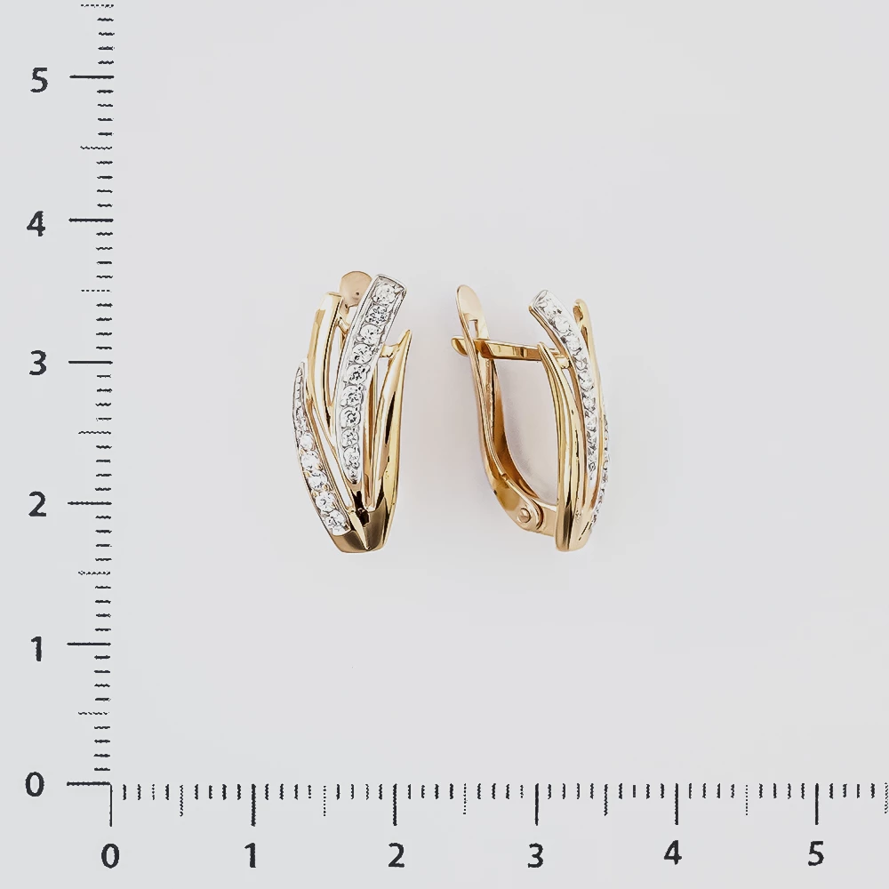 Серьги с фианитом из красного золота 585 пробы