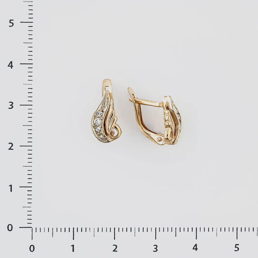 Серьги с фианитом из красного золота 585 пробы