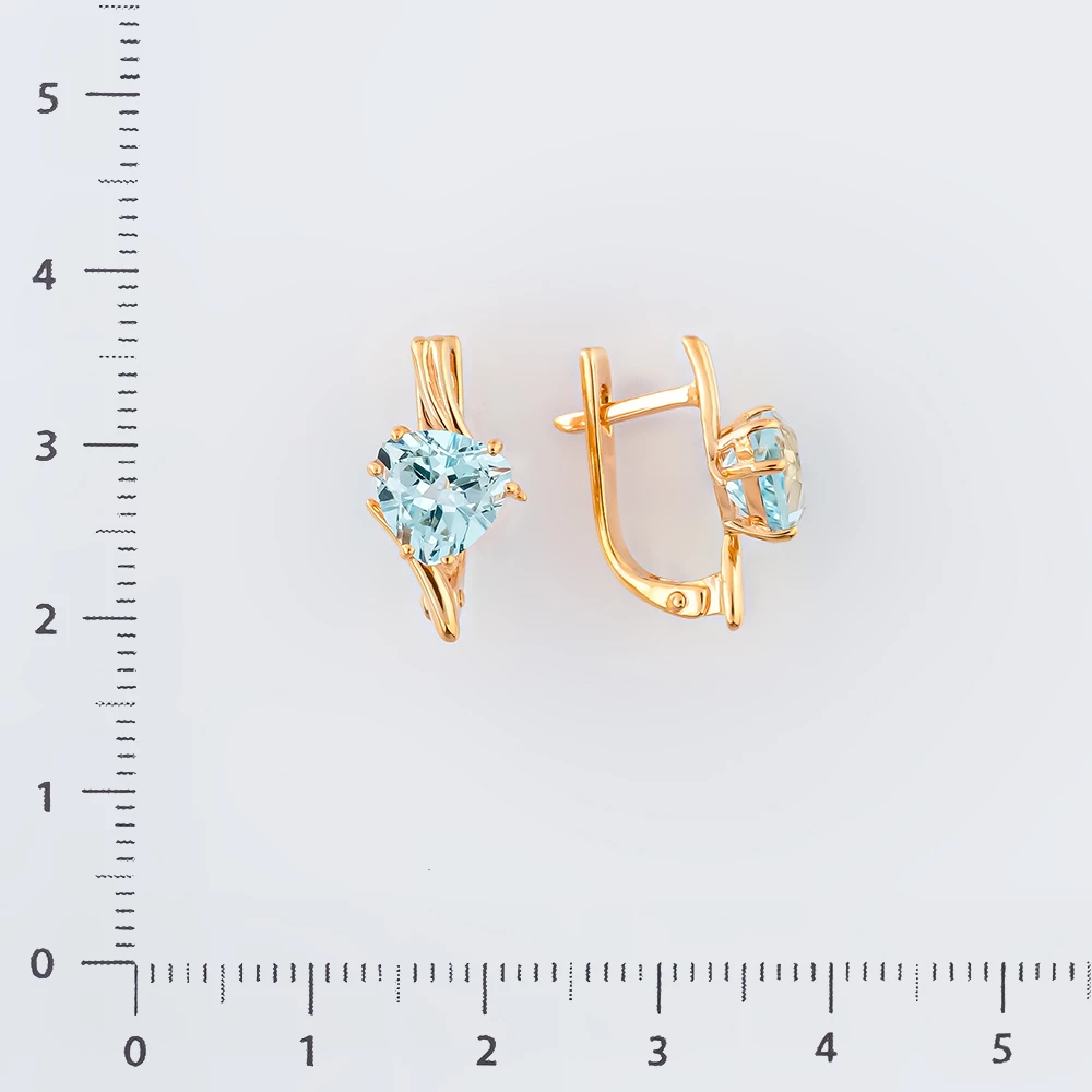 Серьги с топазом из красного золота 585 пробы