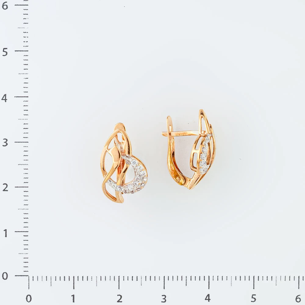 Серьги с фианитом из красного золота 375 пробы