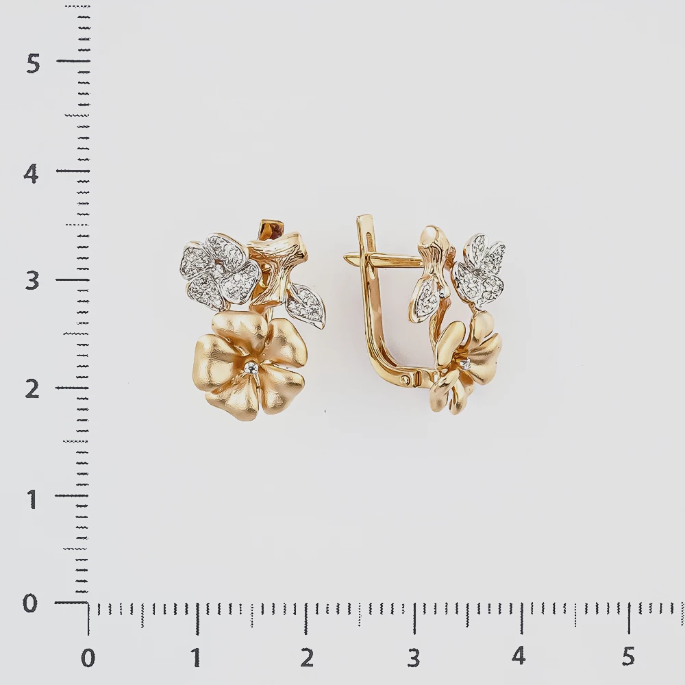 Серьги с бриллиантом из красного золота 585 пробы