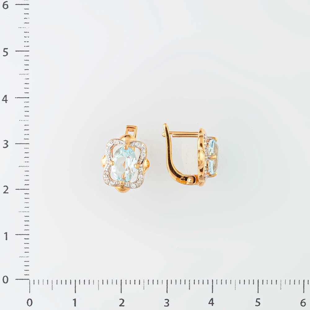 Серьги с топазом из красного золота 585 пробы