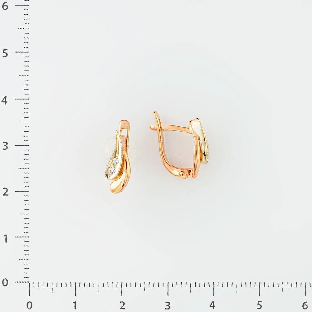 Серьги с фианитом из красного золота 585 пробы