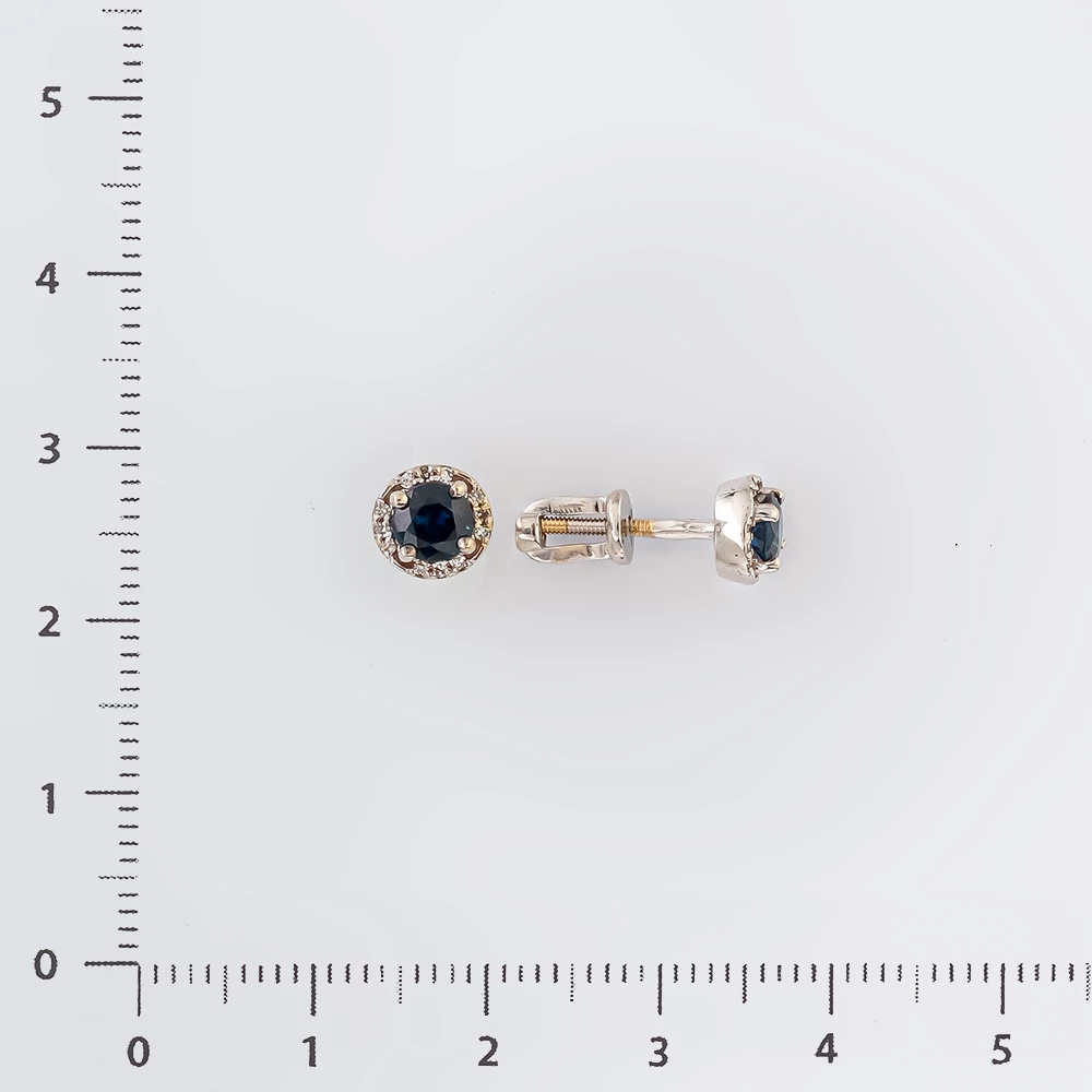 Серьги с сапфиром из белого золота 585 пробы