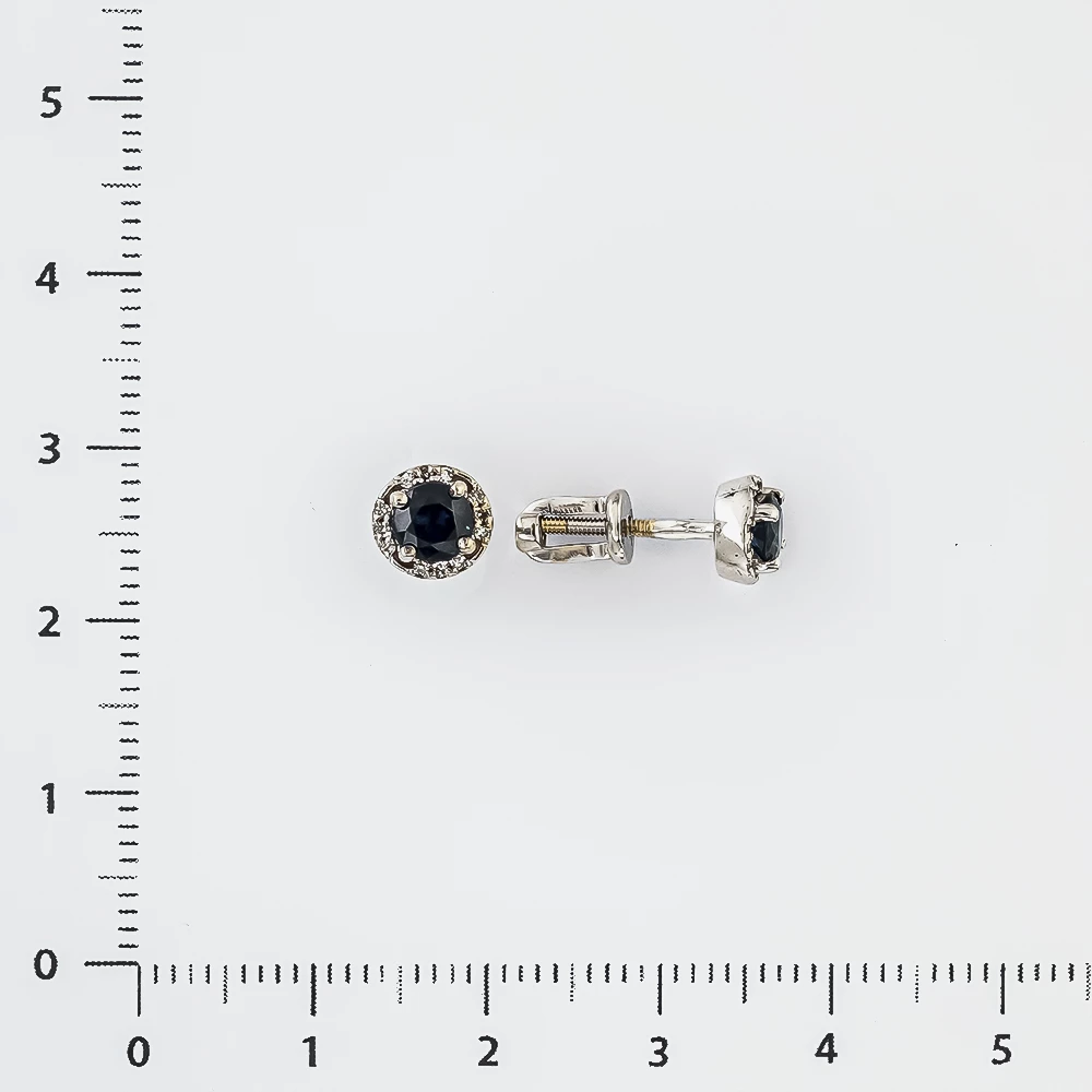 Серьги с сапфиром из белого золота 585 пробы