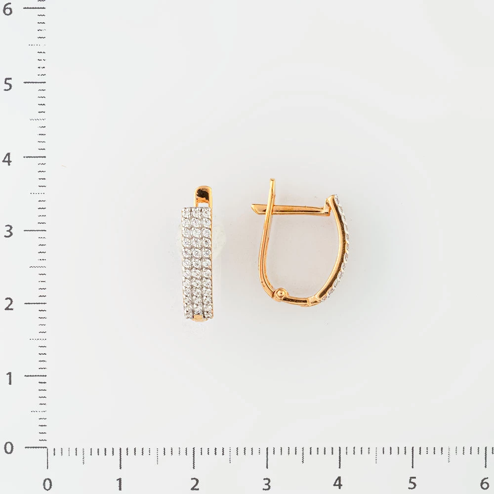 Серьги с фианитом из красного золота 585 пробы