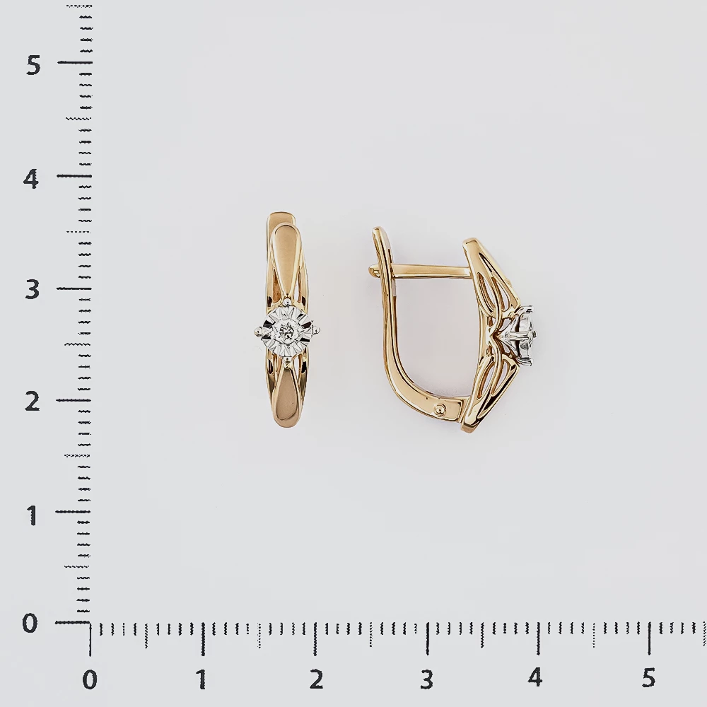Серьги с бриллиантом из красного золота 585 пробы