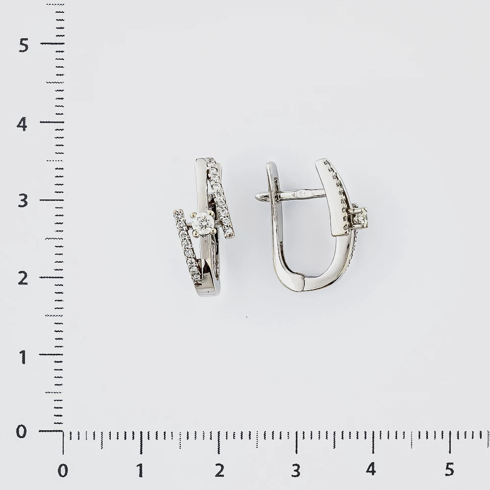 Серьги с бриллиантом из белого золота 585 пробы