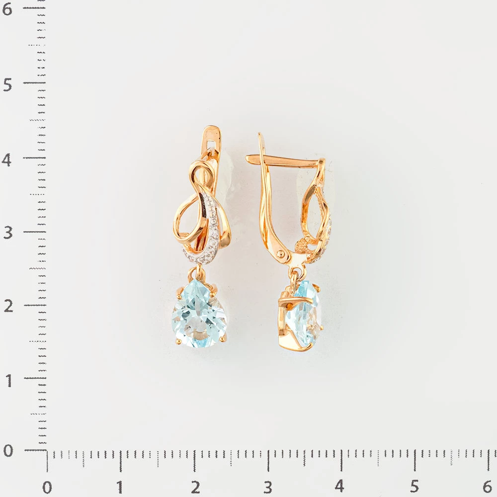 Серьги с топазом из красного золота 585 пробы