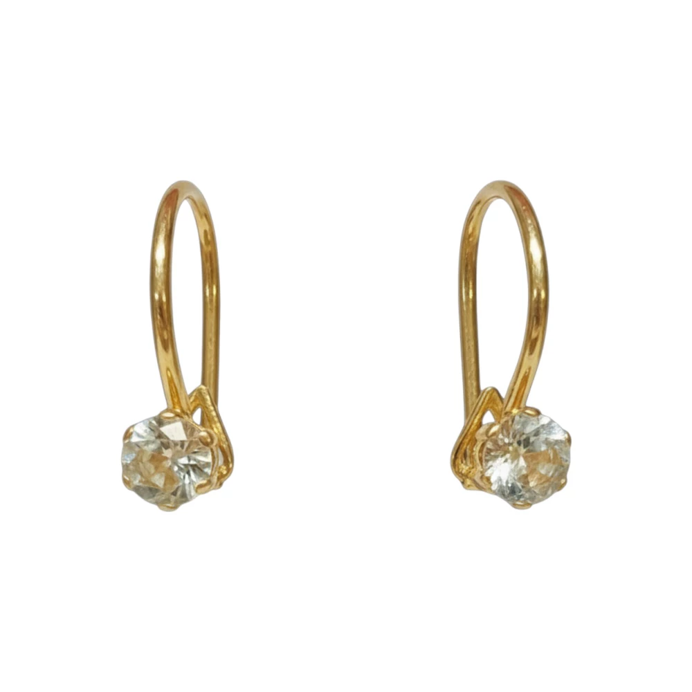 Серьги с фианитом из красного золота 585 пробы