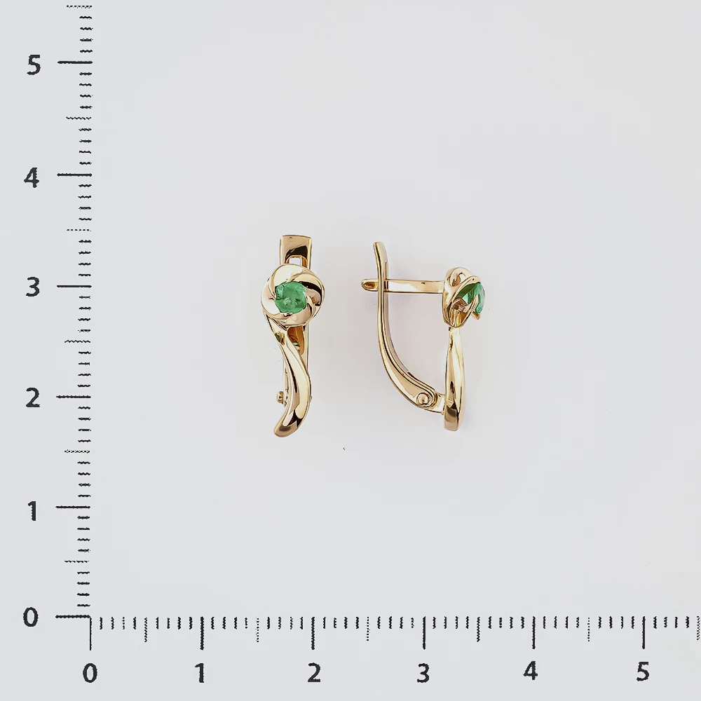 Серьги с изумрудом из красного золота 585 пробы