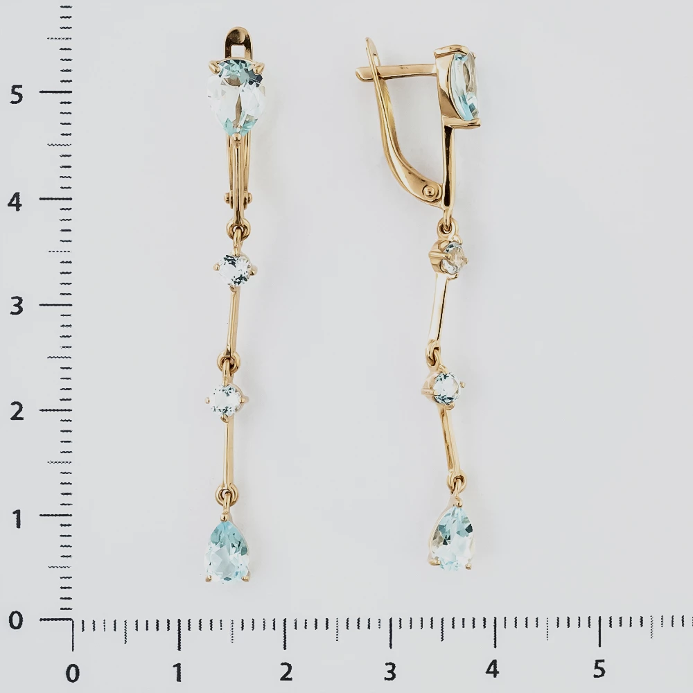 Серьги с топазом из красного золота 585 пробы
