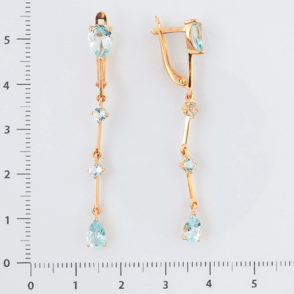 Серьги с топазом из красного золота 585 пробы