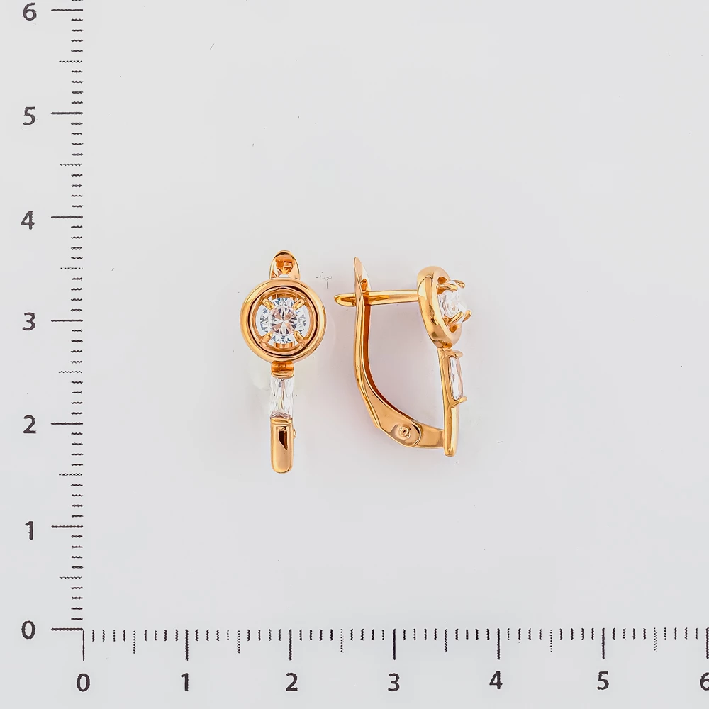 Серьги с фианитом из красного золота 375 пробы