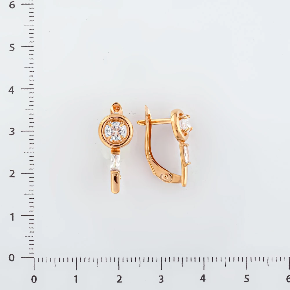Серьги с фианитом из красного золота 375 пробы