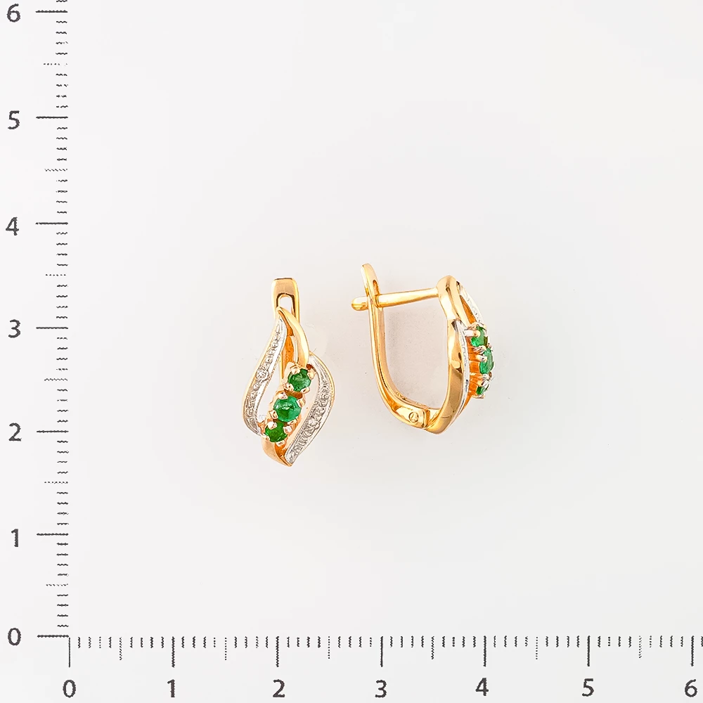 Серьги с изумрудом из красного золота 585 пробы