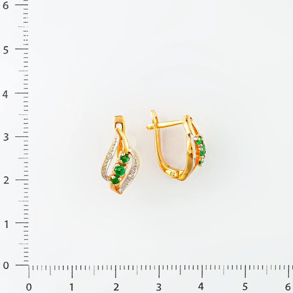 Серьги с изумрудом из красного золота 585 пробы