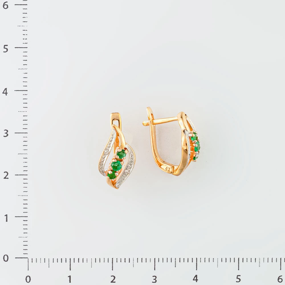Серьги с изумрудом из красного золота 585 пробы