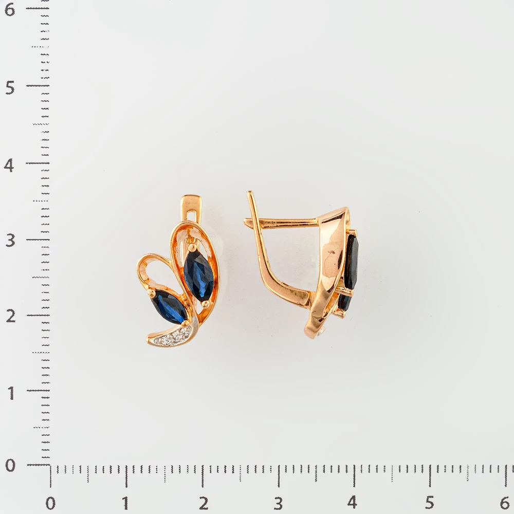 Серьги с сапфиром из красного золота 585 пробы