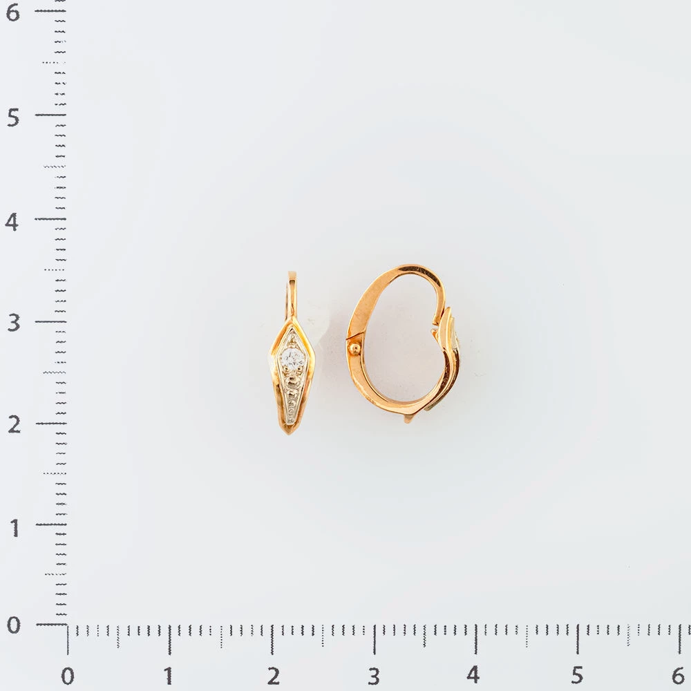 Серьги с бриллиантом из красного золота 585 пробы