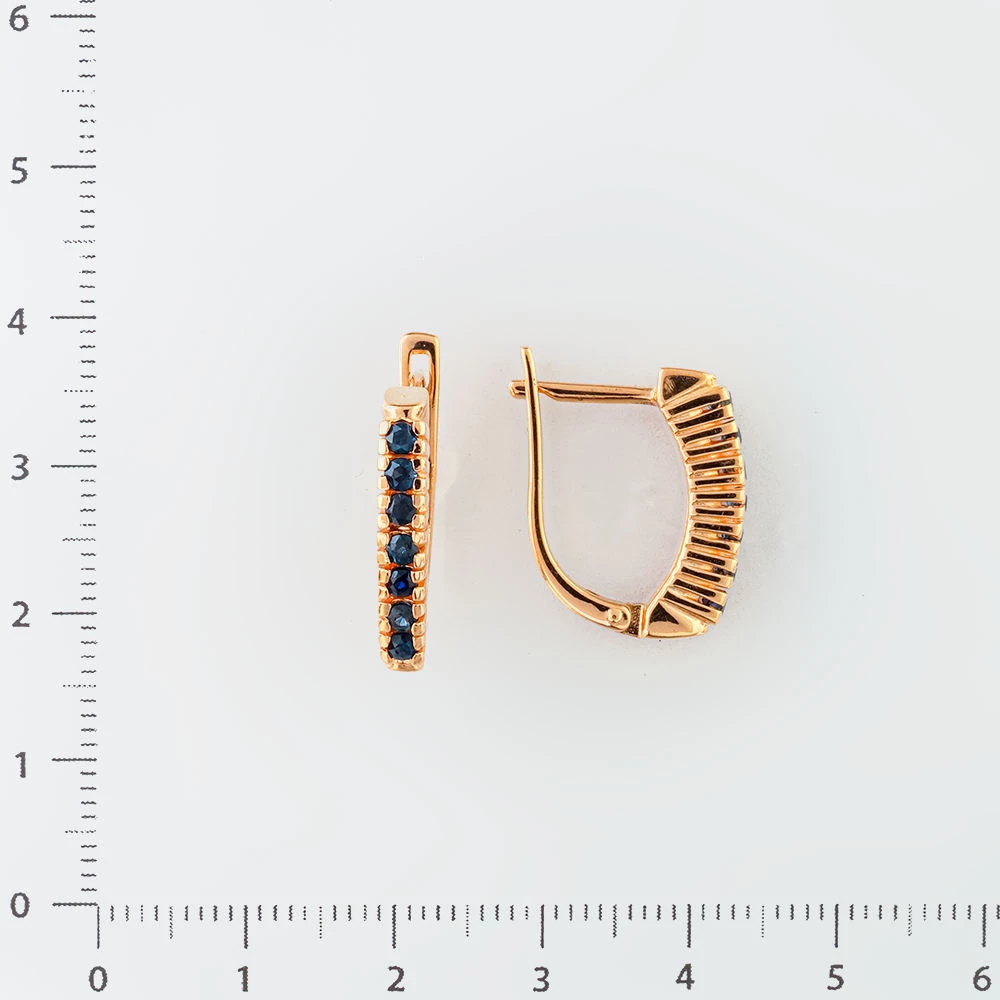 Серьги с сапфиром из красного золота 585 пробы