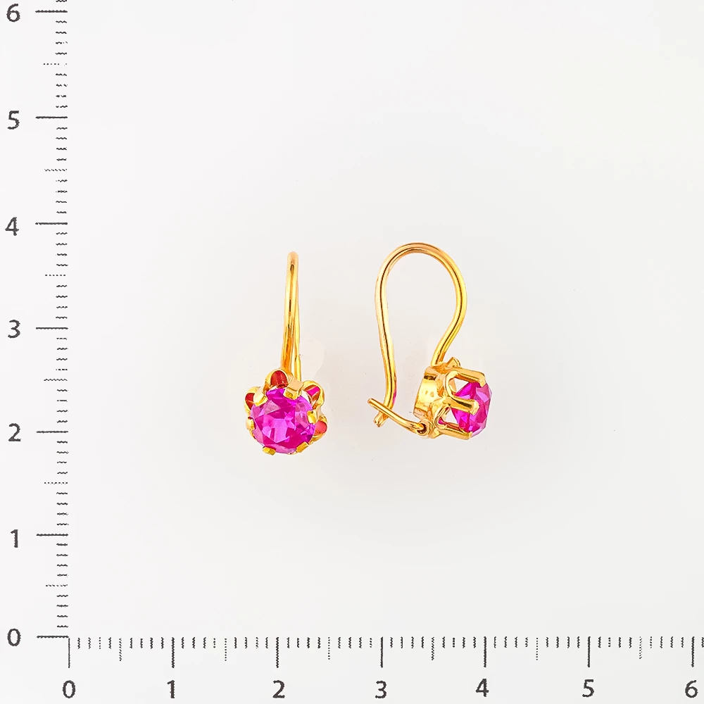 Серьги с фианитом из красного золота 583 пробы