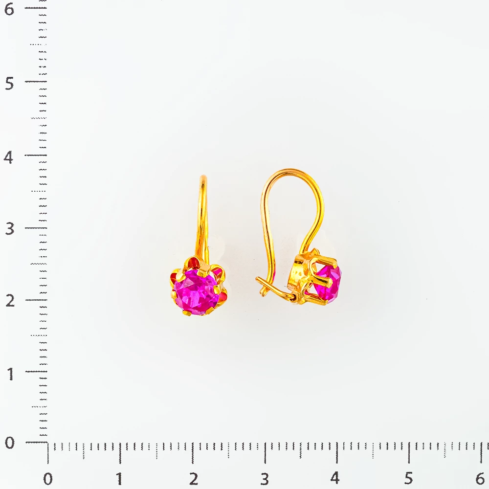 Серьги с фианитом из красного золота 583 пробы
