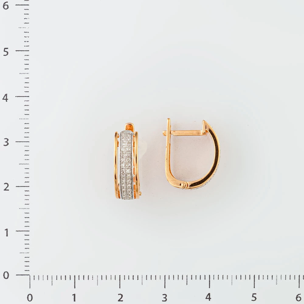 Серьги с бриллиантом из красного золота 585 пробы