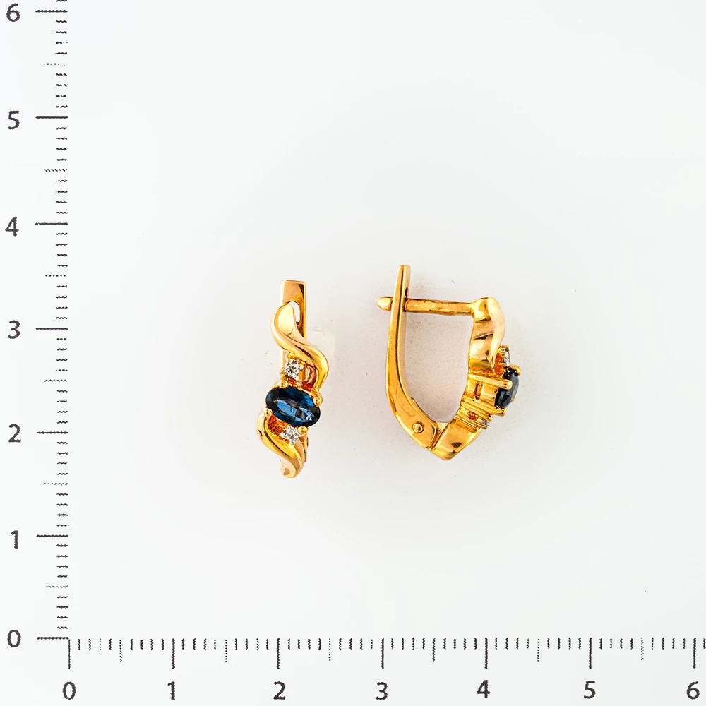 Серьги с сапфиром из красного золота 585 пробы