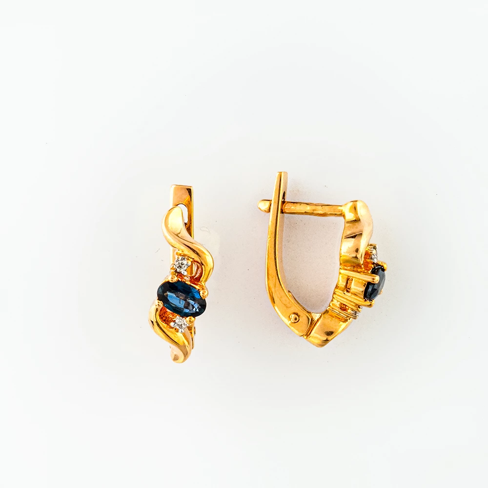 Серьги с сапфиром из красного золота 585 пробы