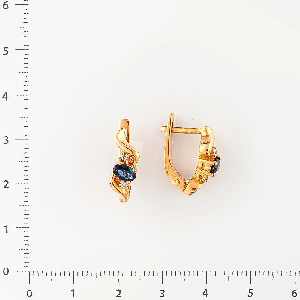 Серьги с сапфиром из красного золота 585 пробы
