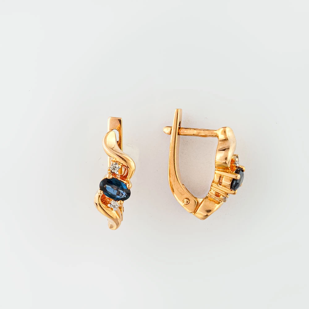 Серьги с сапфиром из красного золота 585 пробы