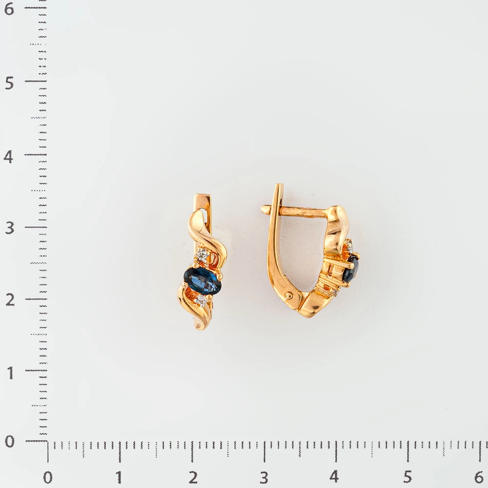 Серьги с сапфиром из красного золота 585 пробы