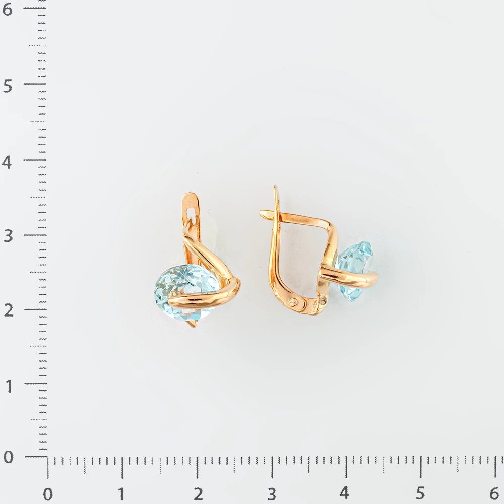 Серьги с топазом из красного золота 585 пробы