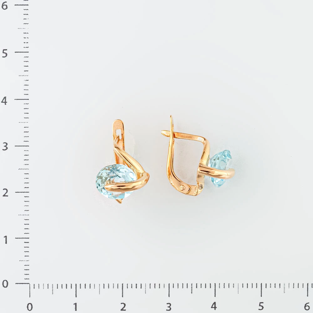Серьги с топазом из красного золота 585 пробы