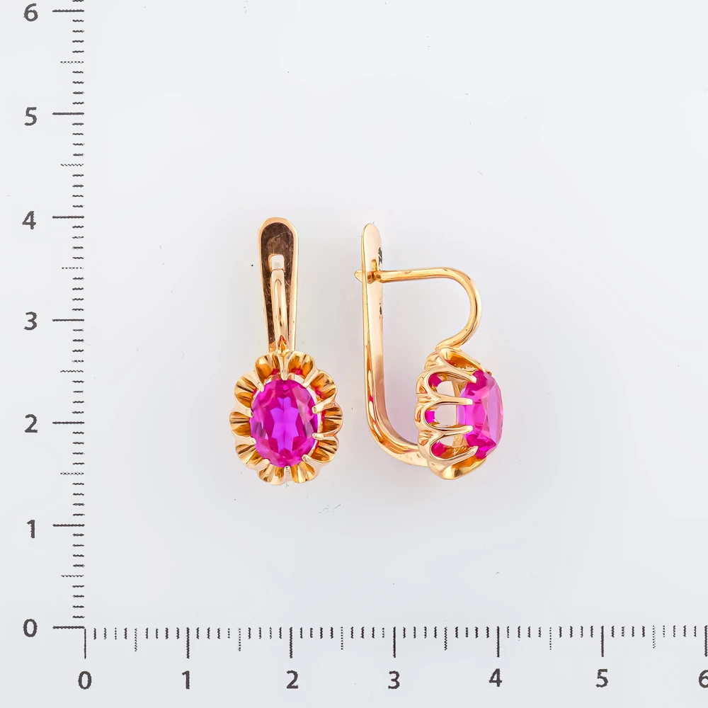 Серьги с фианитом из красного золота 583 пробы