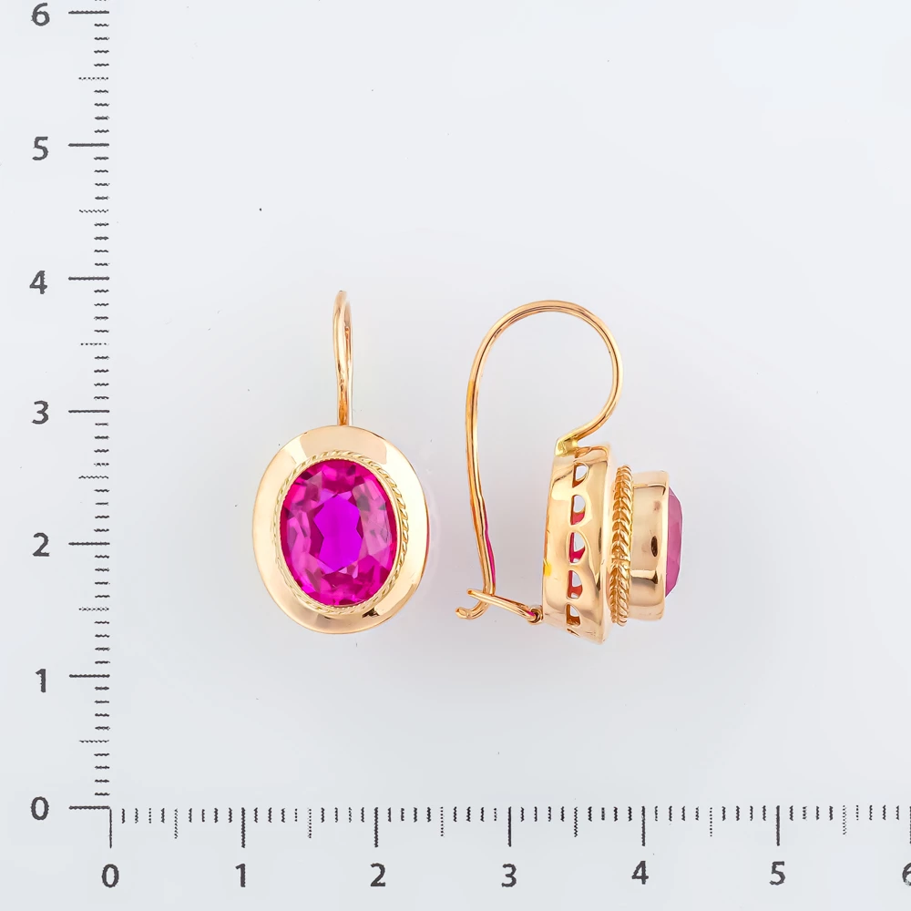 Серьги с фианитом из красного золота 583 пробы