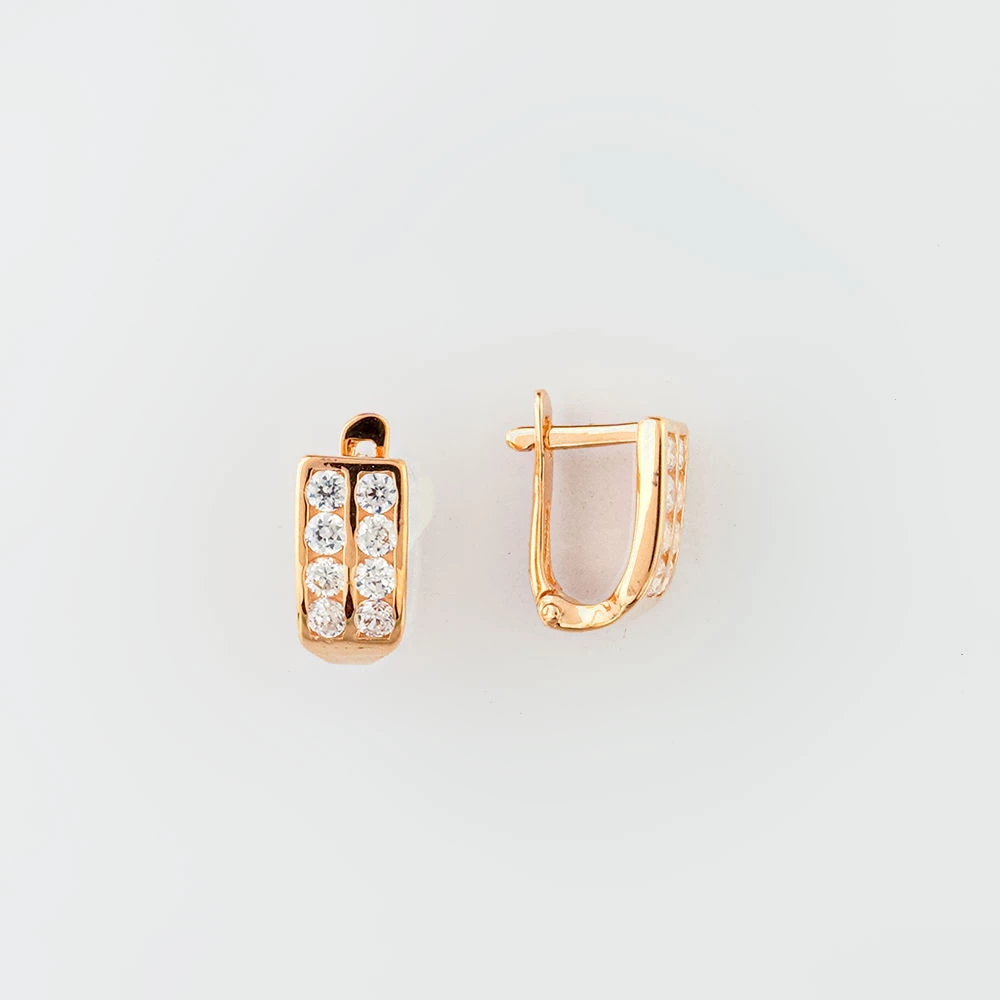 Серьги с фианитом из красного золота 585 пробы 1