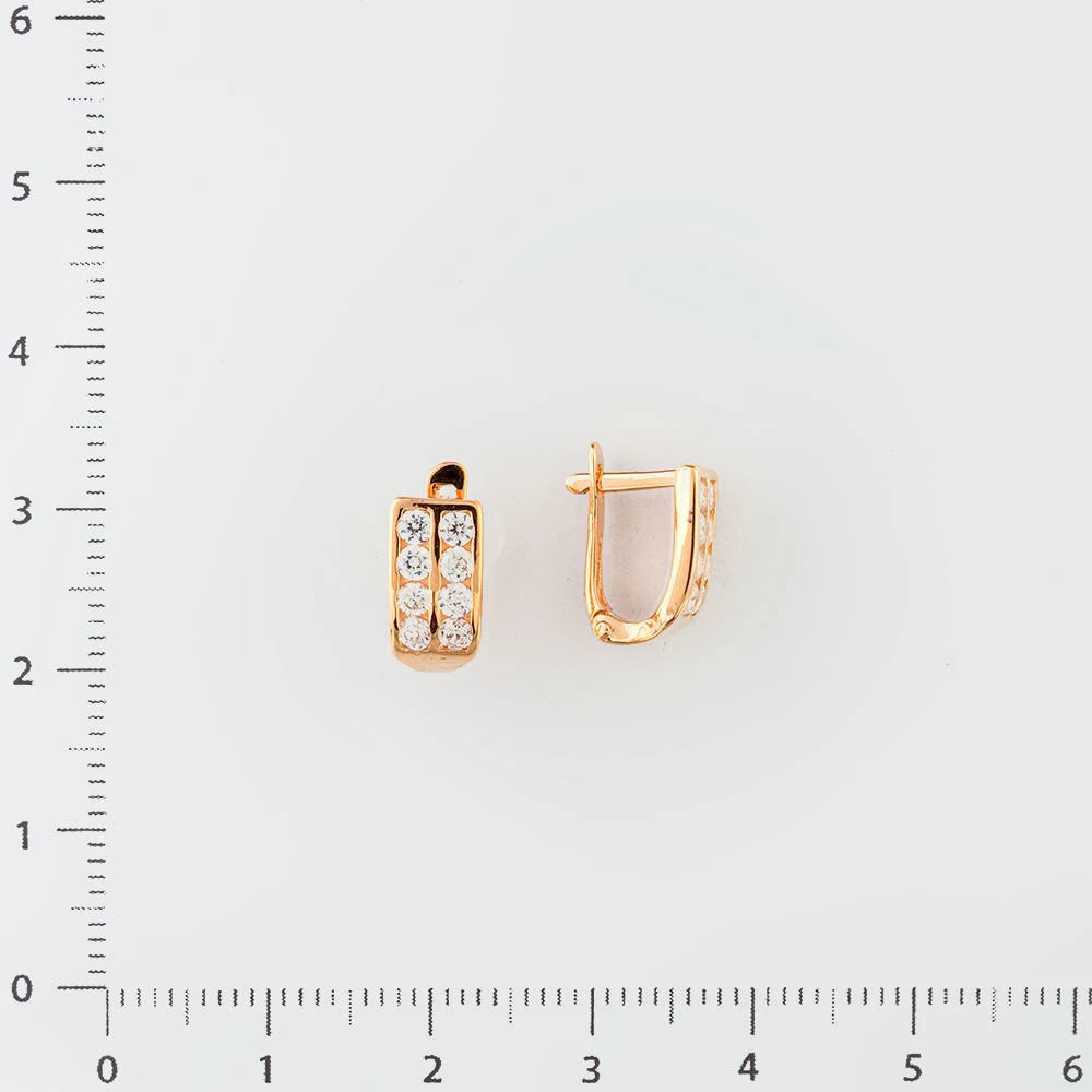 Серьги с фианитом из красного золота 585 пробы 2